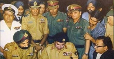 Pakistan’s Lt Gen A.A.K. Niazi signing the Instrument of Surrender in 1971- by Lt Col Arul Raj