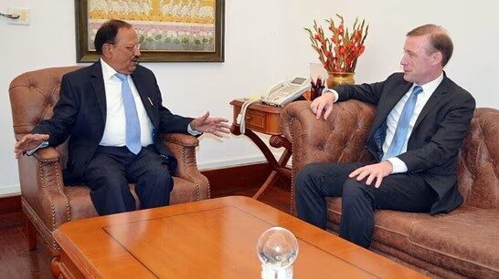 JS AD New Delhi, Jan 06 (ANI): NSA Ajit Doval meets US National Security Advisor Jake Sullivan, in New Delhi on Monday. (ANI Photo) (ANI)
