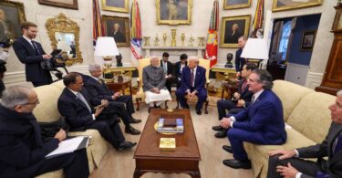 PM Narendra Modi, accompanied by FM Jaishankar and NSA chief Ajit Doval visit President Trump and his administration in the White House, 14 Feb 2025.
