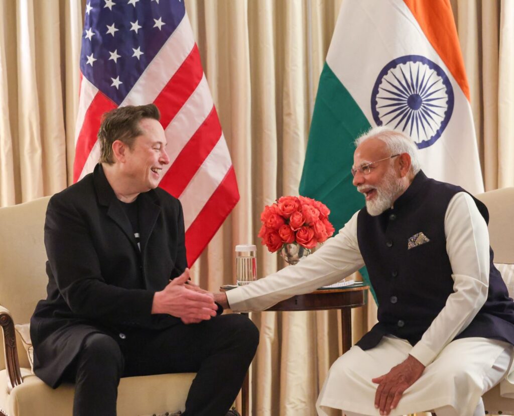 PM Modi meeting with Elon Musk on Feb 13, 2025 in Washington DC. [photo: X profile of @narendramodi ]