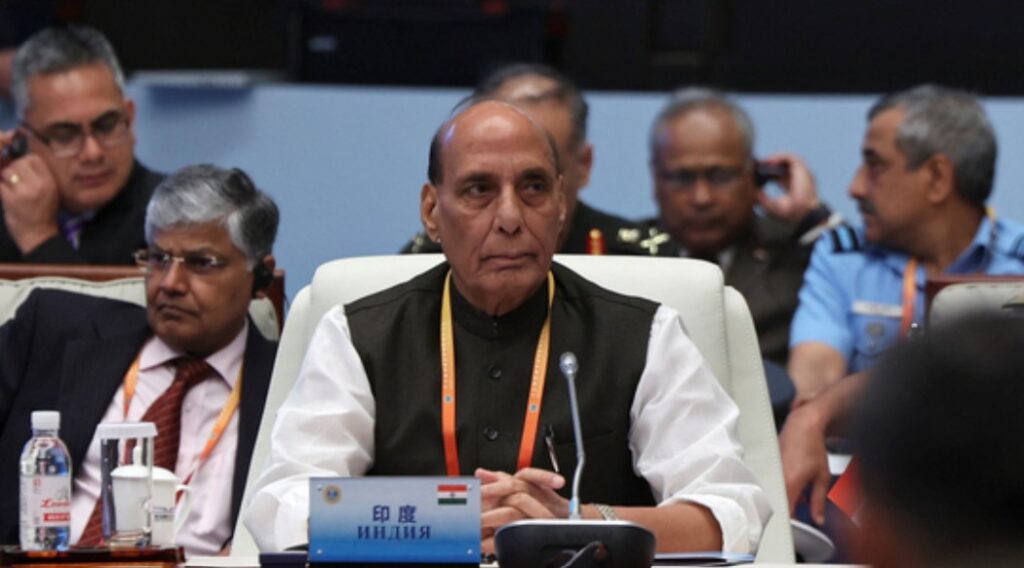 rajnath singh sco Rajnath Singh attends the Shanghai Cooperation Organisation (SCO) Defence Ministers' Meeting in Qingdao.(REUTERS)