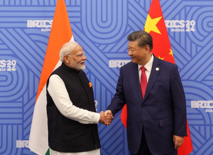 Narendra Modi meets Xi Jinping on the BRICS Summit in Kazan, Russia, on Oct 23, 2024. (Photo: Narendra Modi X account)