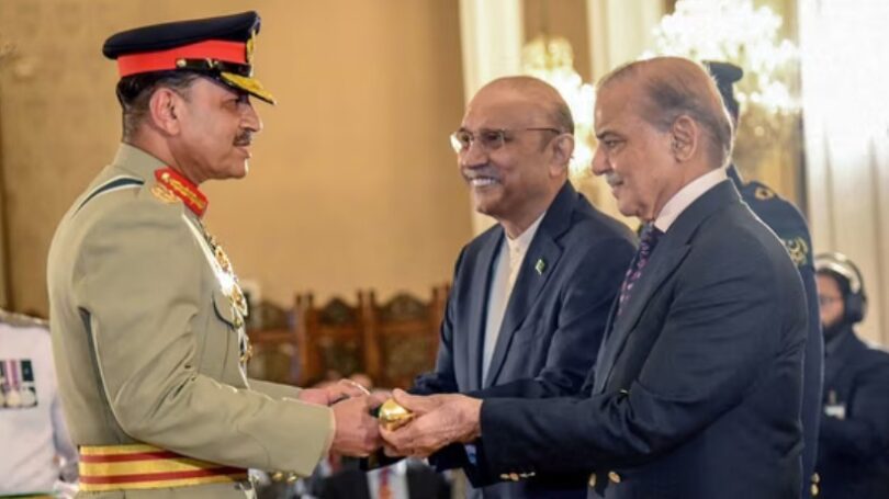 General Asim Munir with President Asif Ali Zardari and PM Shehbaz Sharif