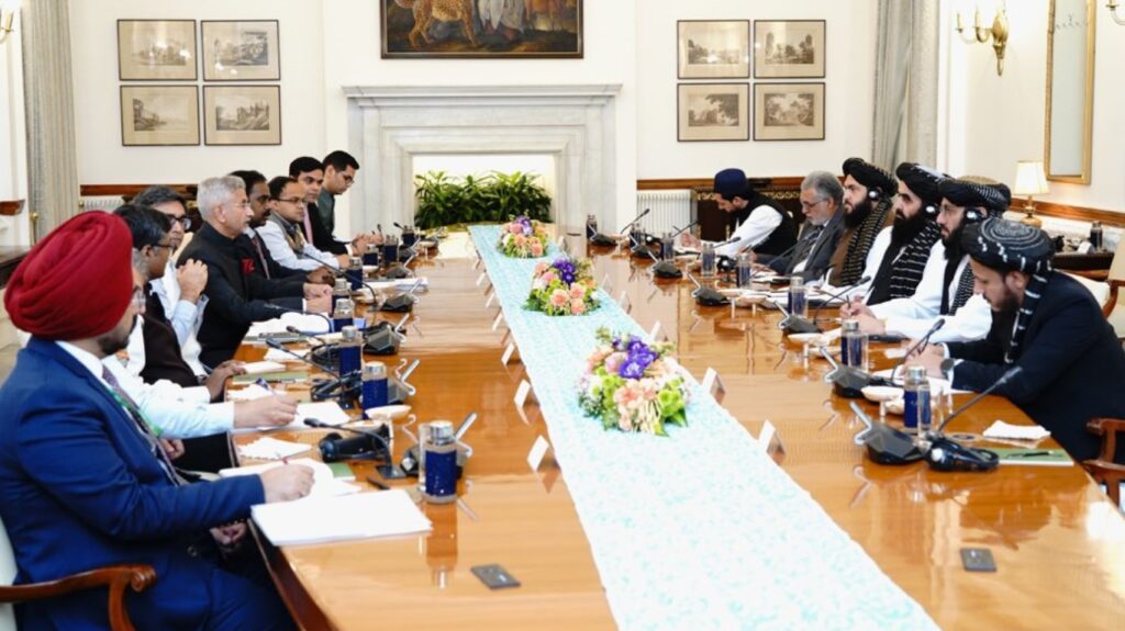 ind-afg EAM Jaishankar and members of the MFA meeting with the Taliban delegation in New Delhi on 10 October 2025