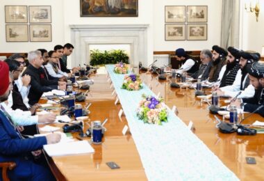 EAM Jaishankar and members of the MFA meeting with the Taliban delegation in New Delhi on 10 October 2025