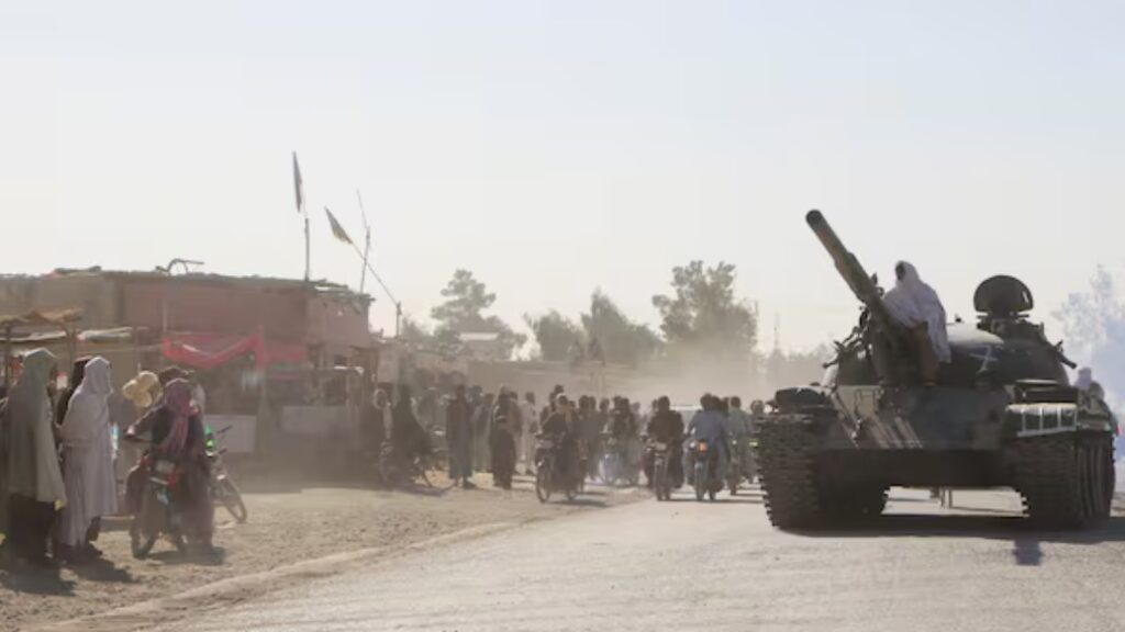 pak tal An Afghan Taliban fighter sits on a tank near the Afghanistan-Pakistan border in Spin Boldak, Kandahar Province, following exchanges of fire between Pakistani and Afghan forces in Afghanistan. Reuters