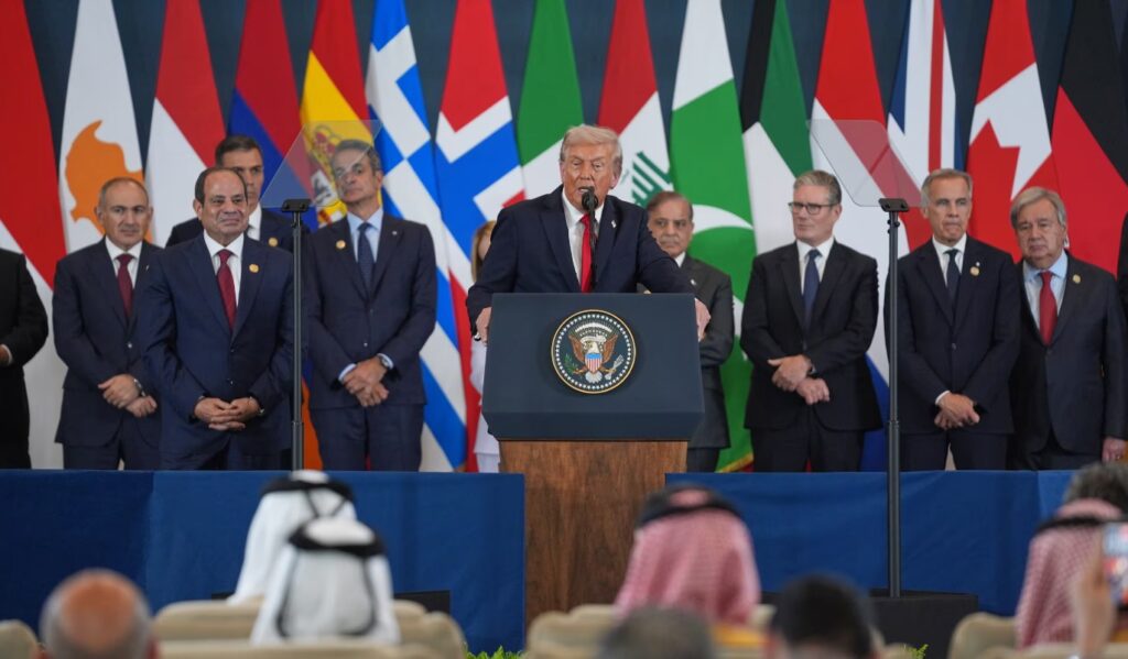 Donald Trump at The Summit for Peace in Gaza in Egypt, 13 Oct 2025.
