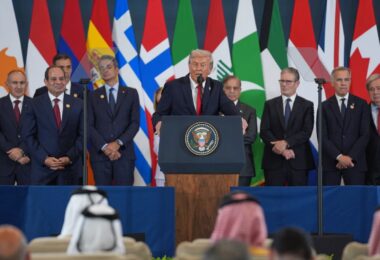 Donald Trump at The Summit for Peace in Gaza in Egypt, 13 Oct 2025.