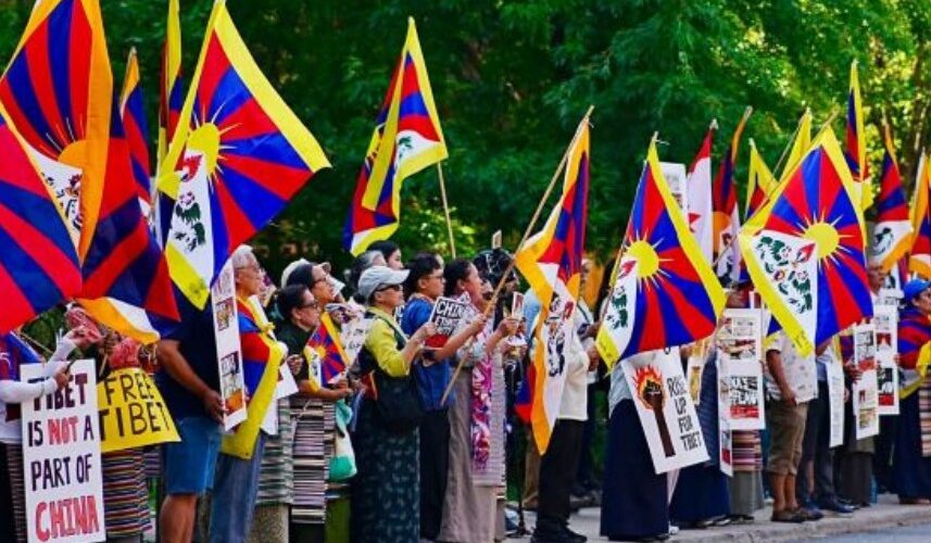 tibetians protesting Tibetans protesting in Toronto, Canada, on 1 July 2026. Photo: CTAO